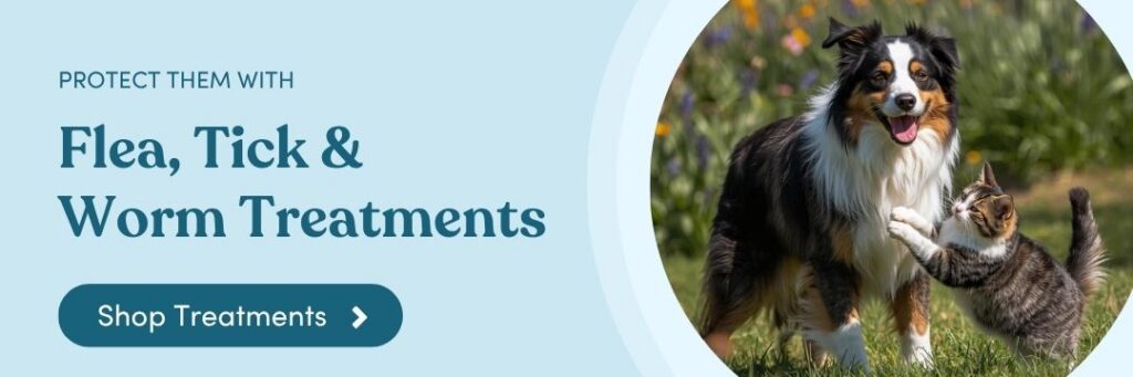 Shop flea, tick and worm treatments for dogs and cats at Pet Chemist